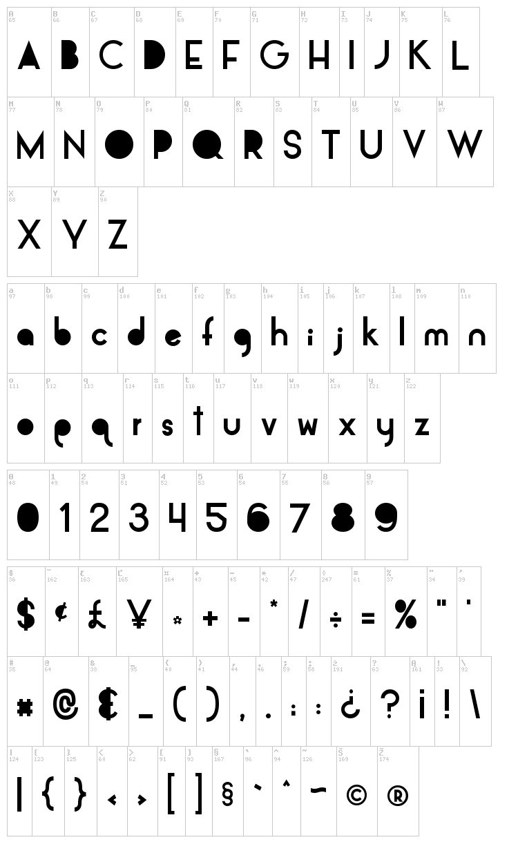 Alpaca font map